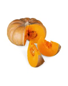 zucca tonda intera con due fette tagliate