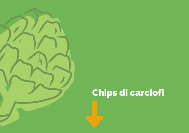 Lista ricetta con carciofi su sfondo verde e disegno carciofo